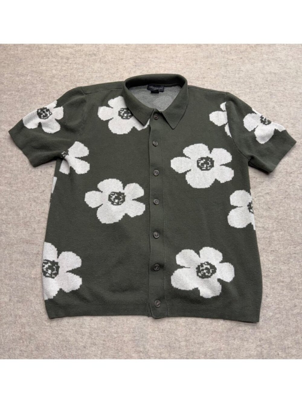 Art of Rhetoric Green Floral Short Sleeve Button Down Men's Casual Shirt Size L